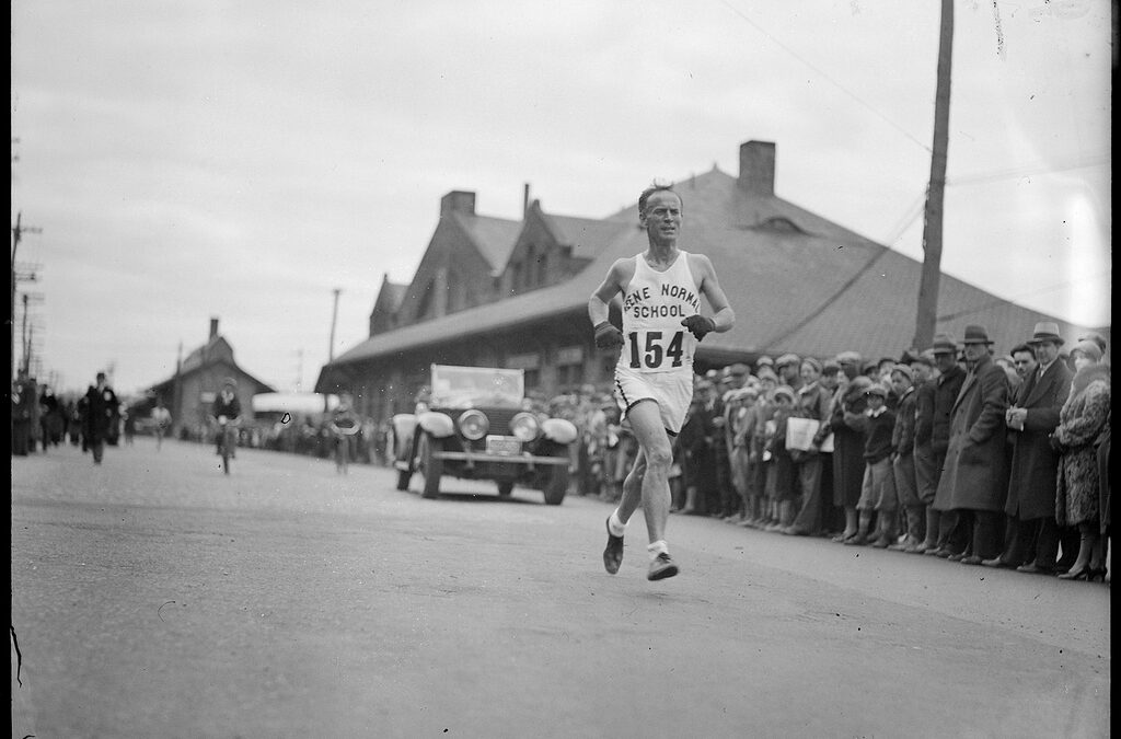 Clarence DeMar, a printer at Banker & Tradesman, won the Boston Marathon seven times in the years between 1911 and 1930. His time in 1922 (2:18:10) was an event record that stood for 34 years until 1956.